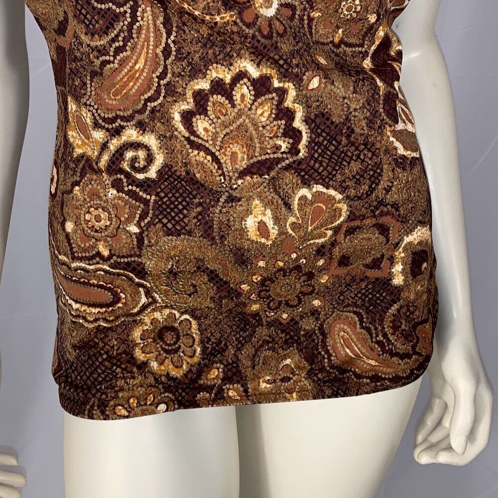 Vintage Maxine Women's Paisley Sleeveless Print Swimsuit Brown Gold Size 14 - Picture 2 of 16